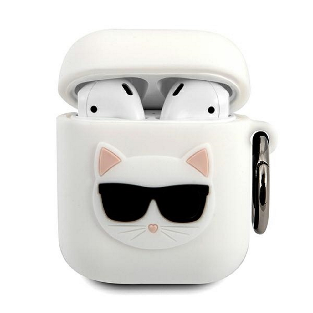 Apple AirPods Karl Lagerfeld szilikontok Choupette (Fehér) – KLACA2SILCHWH