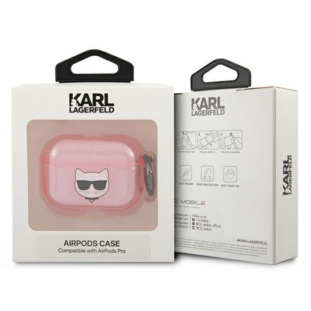 Apple AirPods Pro Karl Lagerfeld csillámos tok Choupette (Rózsaszín) – KLAPUCHGP