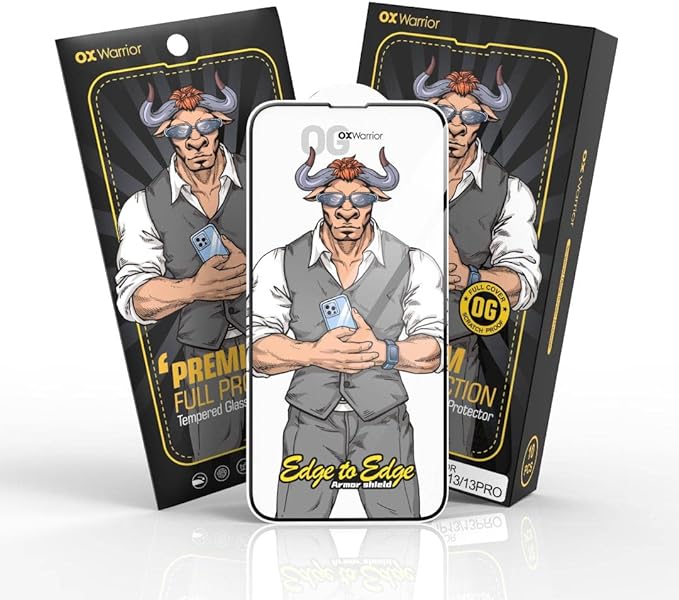 Apple iPhone 13 Pro Max / iPhone 14 Plus OX Warrior Mr. Boxer flexibilis anti statikus strapabíró üvegfólia átlátszó (fekete ker