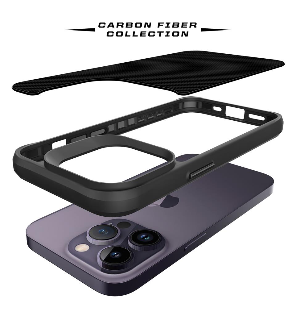 Apple iPhone 14 Pro Max TOKO Carbon fiber hátlap tok (Fekete)
