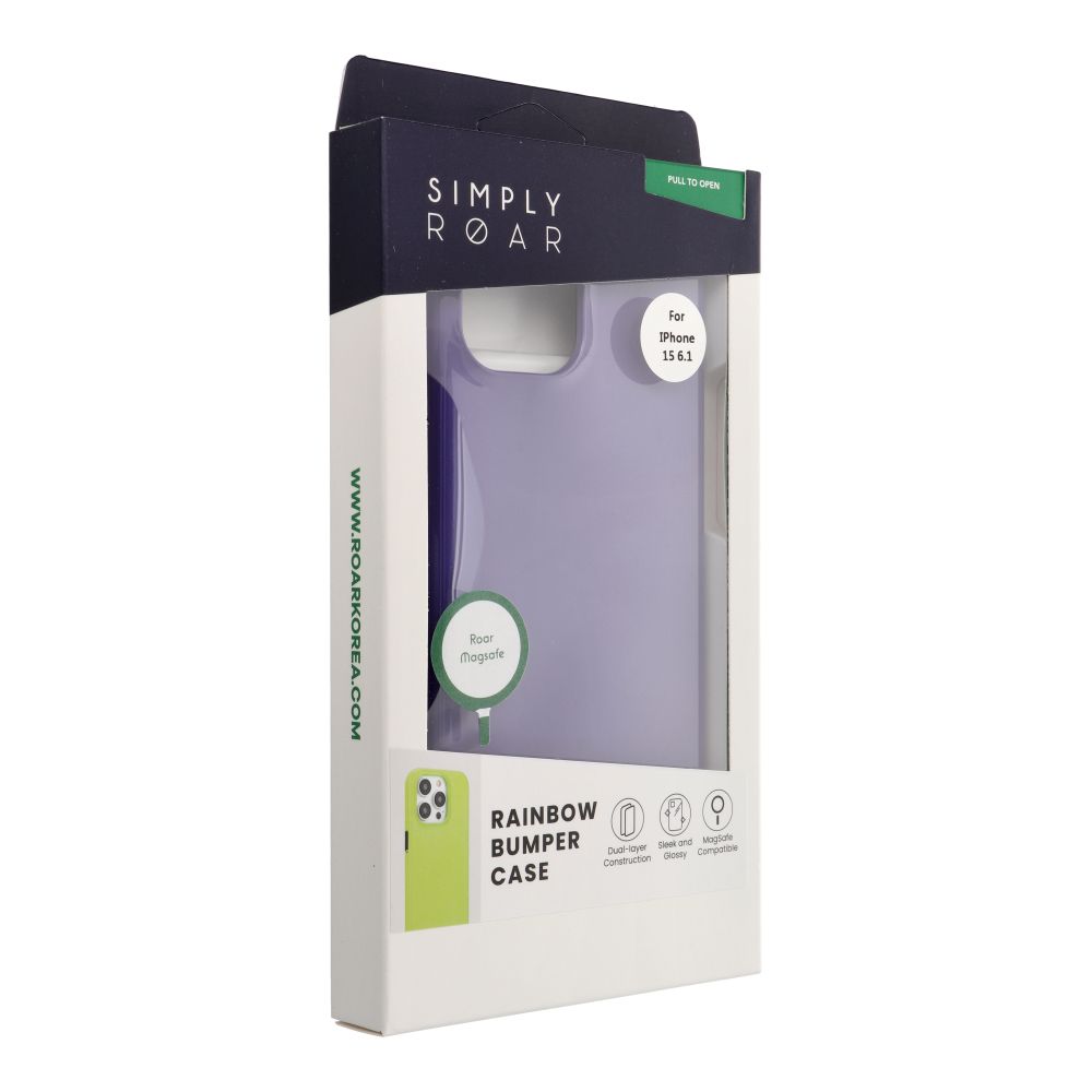 Apple iPhone 15 Roar Rainbow bumper hátlap tok (Lila)