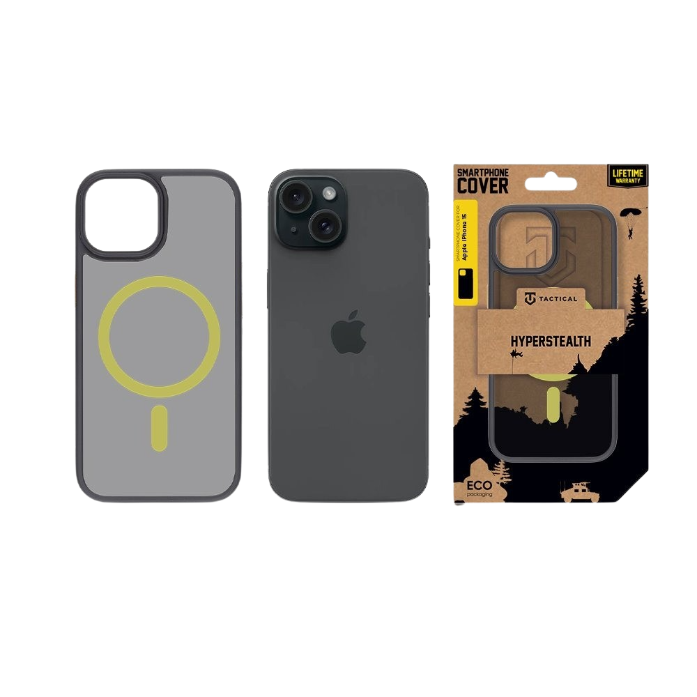 Apple iPhone 15 Tactical MagForce Hyperstealth 2.0 hátlap tok (Fekete - Sárga)
