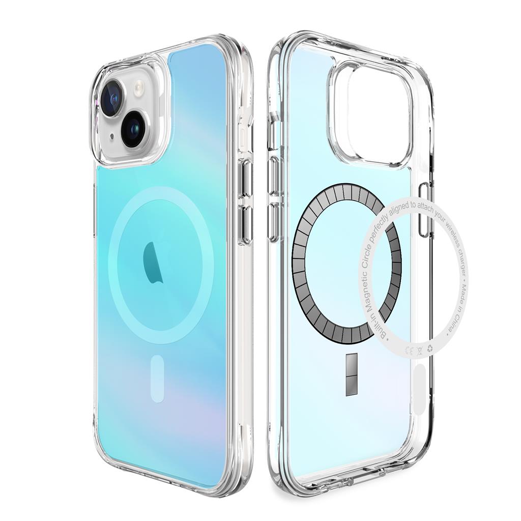 Apple iPhone 15 TOKO Pure rainbow magsafe hátlap tok (Kék)