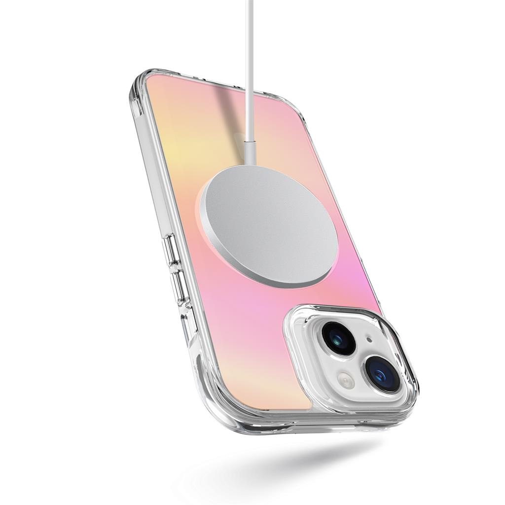 Apple iPhone 15 TOKO Pure rainbow magsafe hátlap tok (Rózsaszín)