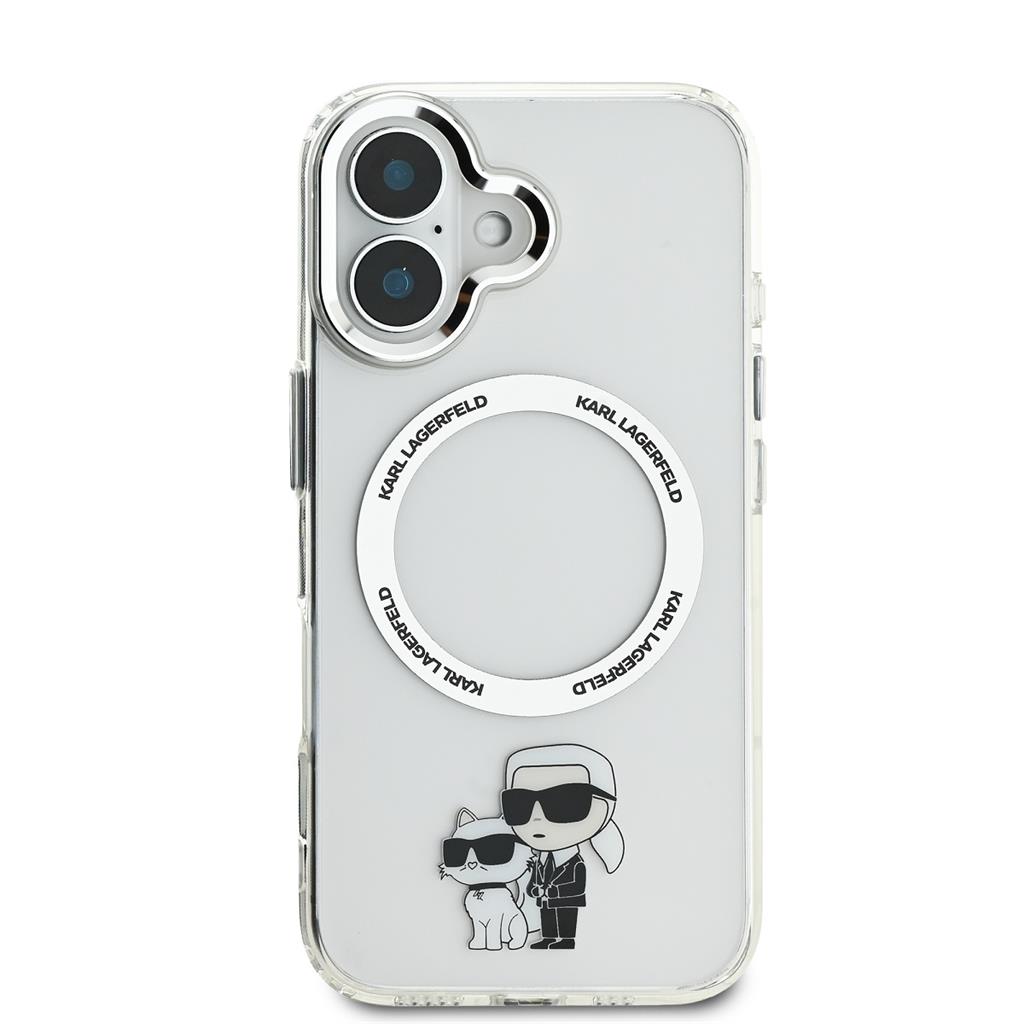 Apple iPhone 16 Karl Lagerfeld IML Karl and Choupette MagSafe tok (Átlátszó) - KLHMP16SHNKCIT