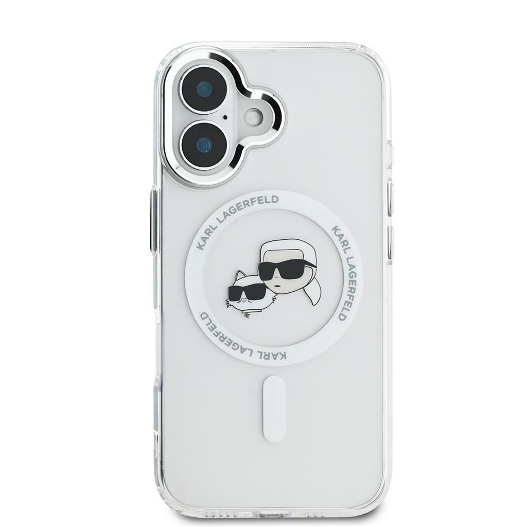 Apple iPhone 16 Karl Lagerfeld IML K&CH Heads Metal Frame MagSafe tok (Átlátszó) - KLHMP16SHLSKCH
