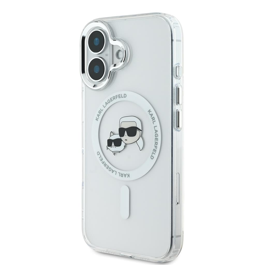 Apple iPhone 16 Karl Lagerfeld IML K&CH Heads Metal Frame MagSafe tok (Átlátszó) - KLHMP16SHLSKCH