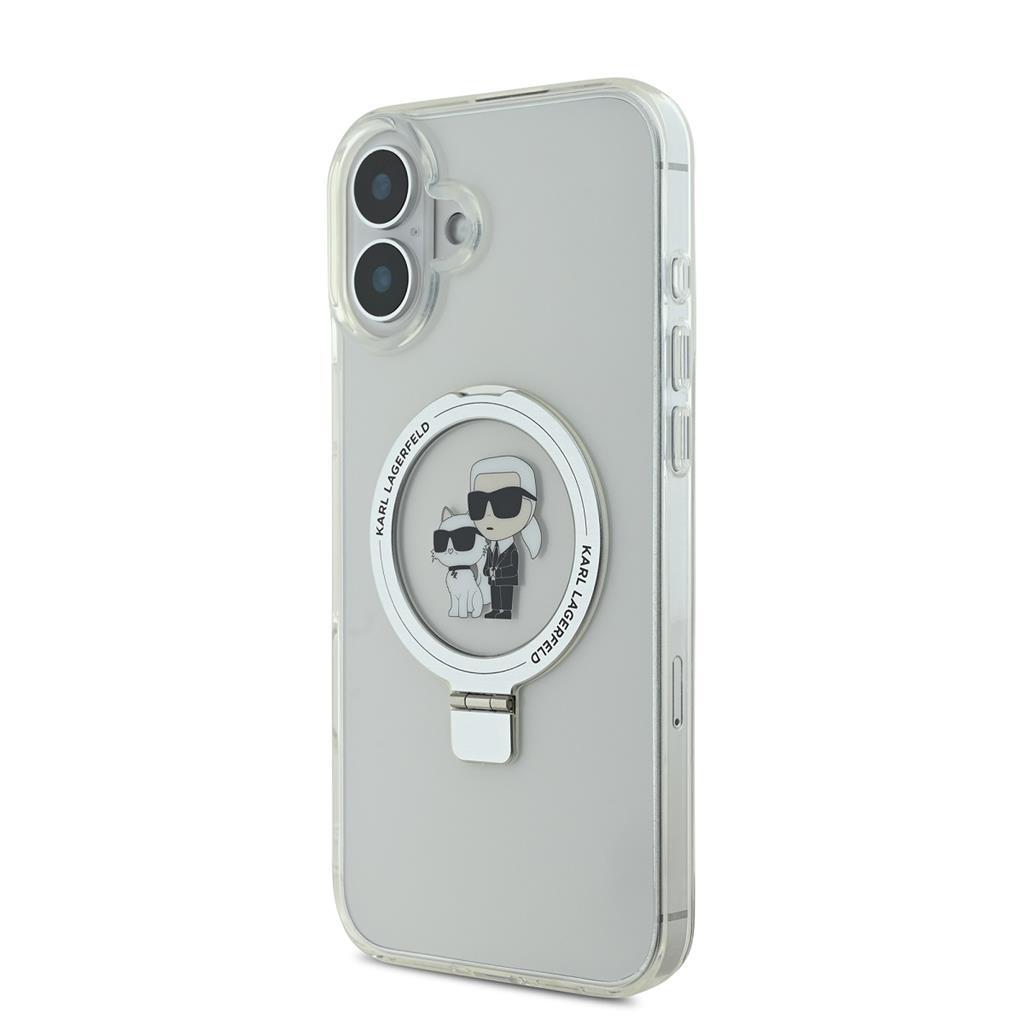 Apple iPhone 16 Karl Lagerfeld Ringstand Karl and Choupette MagSafe tok (Fehér) - KLHMP16SHMRSKCH