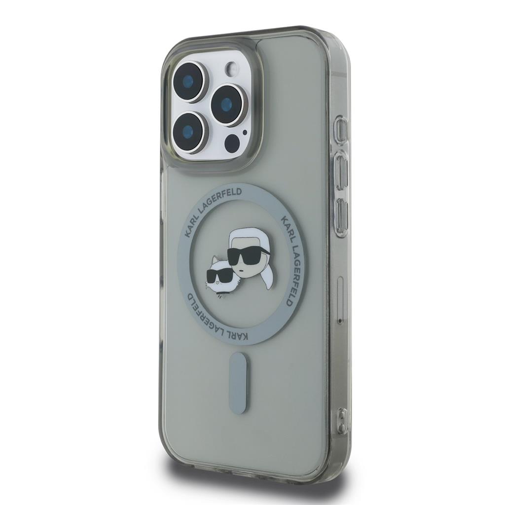 Apple iPhone 16 Pro Karl Lagerfeld IML K&CH Heads Metal Frame MagSafe tok (Fekete) - KLHMP16LHLSKCK