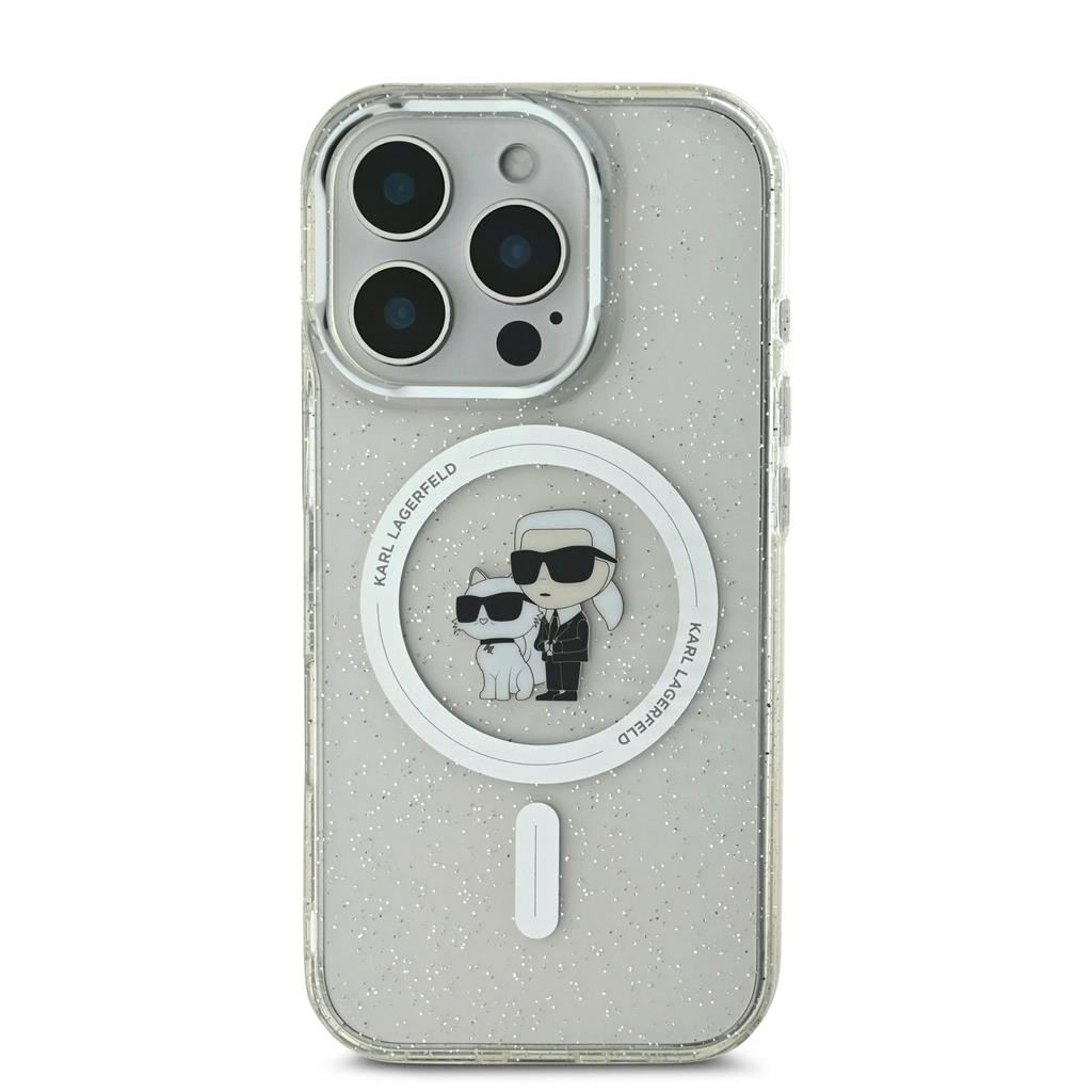 Apple iPhone 16 Pro Max Karl Lagerfeld IML Glitter Karl and Choupette MagSafe tok (Átlátszó) - KLHMP16XHGKCNOT