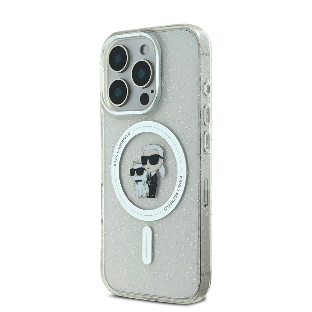 Apple iPhone 16 Pro Max Karl Lagerfeld IML Glitter Karl and Choupette MagSafe tok (Átlátszó) - KLHMP16XHGKCNOT