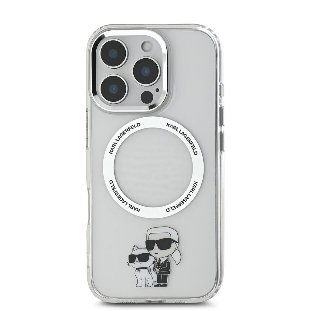 Apple iPhone 16 Pro Max Karl Lagerfeld IML Karl and Choupette MagSafe tok (Átlátszó) - KLHMP16XHNKCIT