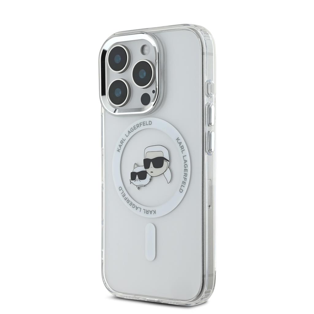 Apple iPhone 16 Pro Max Karl Lagerfeld IML K&CH Heads Metal Frame MagSafe tok (Átlátszó) - KLHMP16XHLSKCH