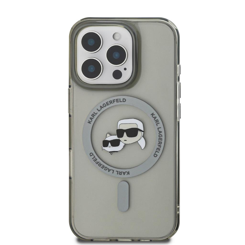 Apple iPhone 16 Pro Max Karl Lagerfeld IML K&CH Heads Metal Frame MagSafe tok (Fekete) - KLHMP16XHLSKCK