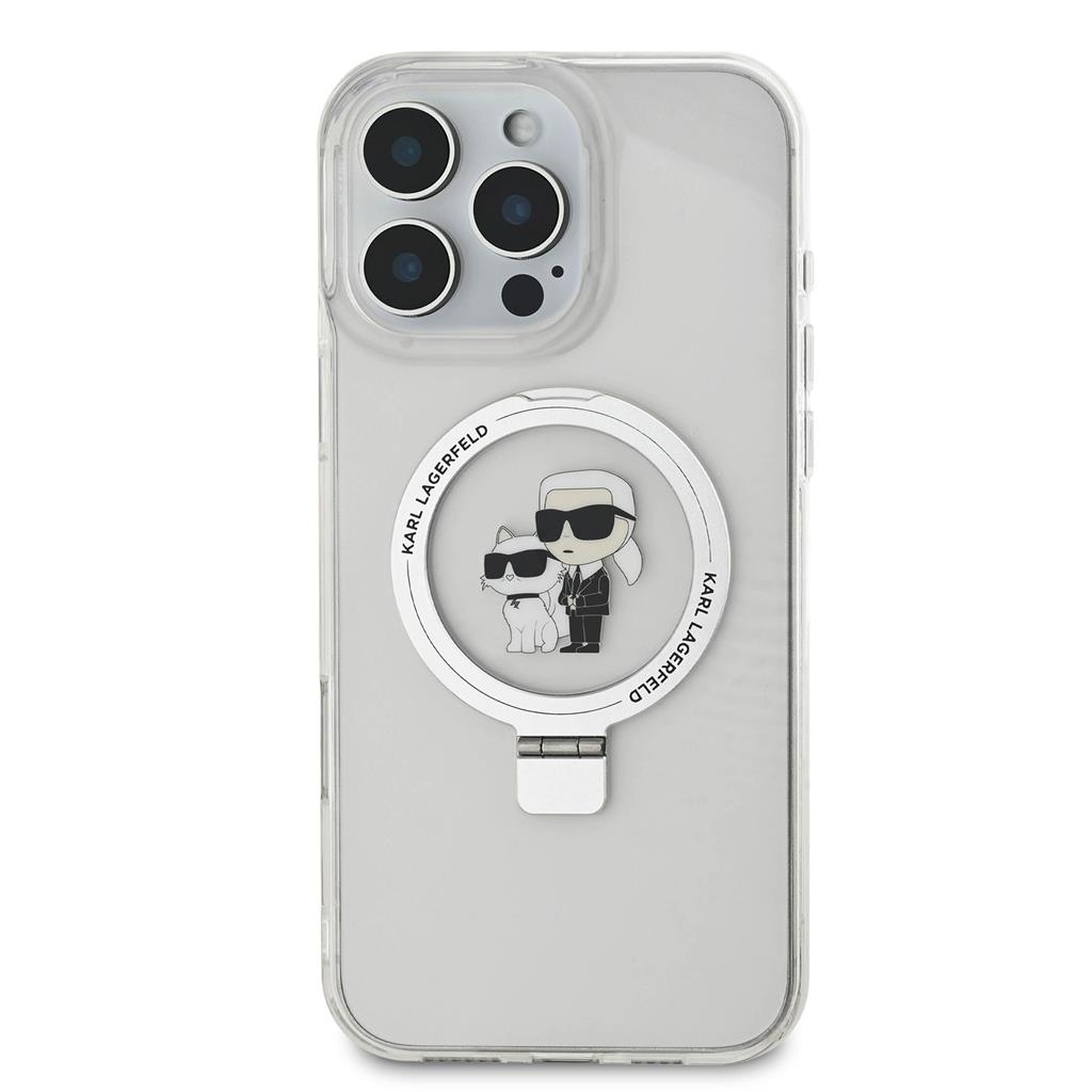 Apple iPhone 16 Pro Max Karl Lagerfeld Ringstand Karl and Choupette MagSafe tok (Fehér) - KLHMP16XHMRSKCH