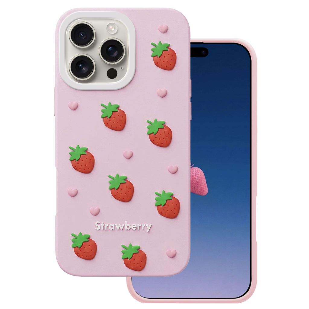 Apple iPhone 16 Pro Max Strawberry hátlap tok (Rózsaszín)