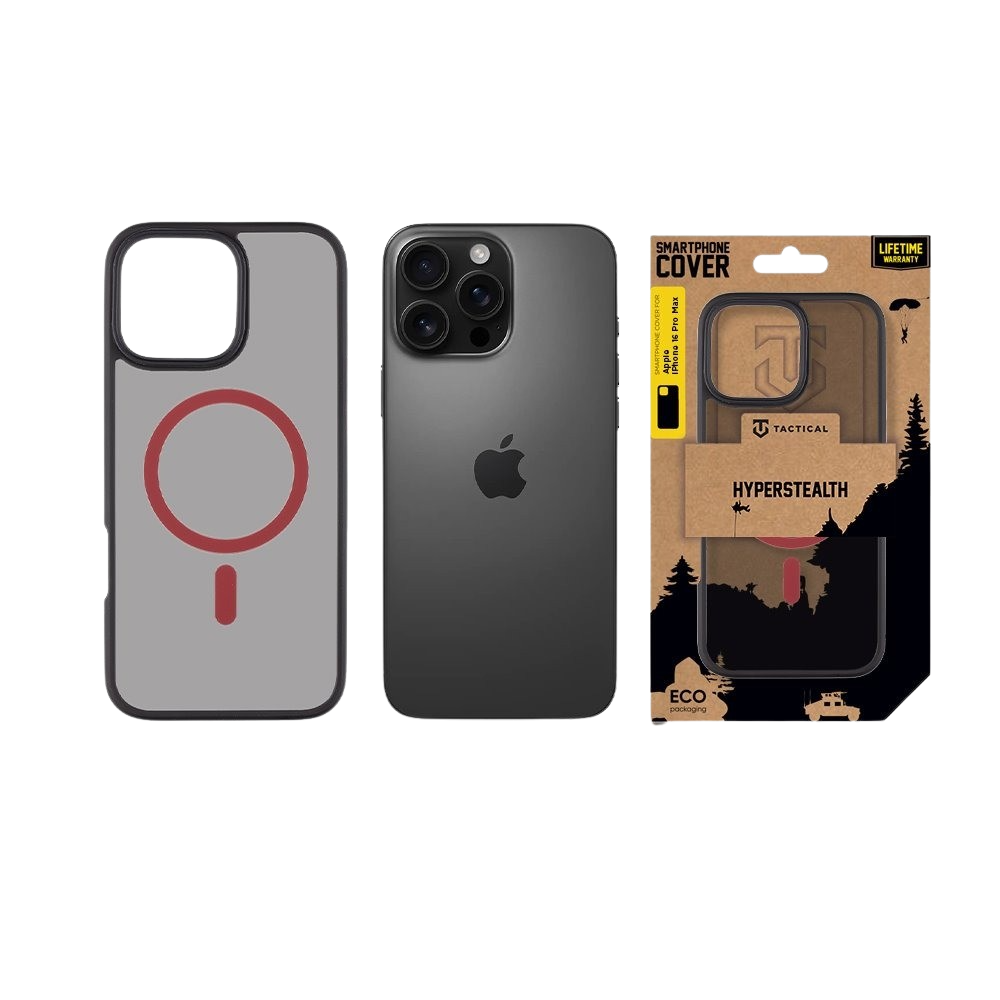 Apple iPhone 16 Pro Max Tactical MagForce Hyperstealth 2.0 hátlap tok (Fekete - Piros)