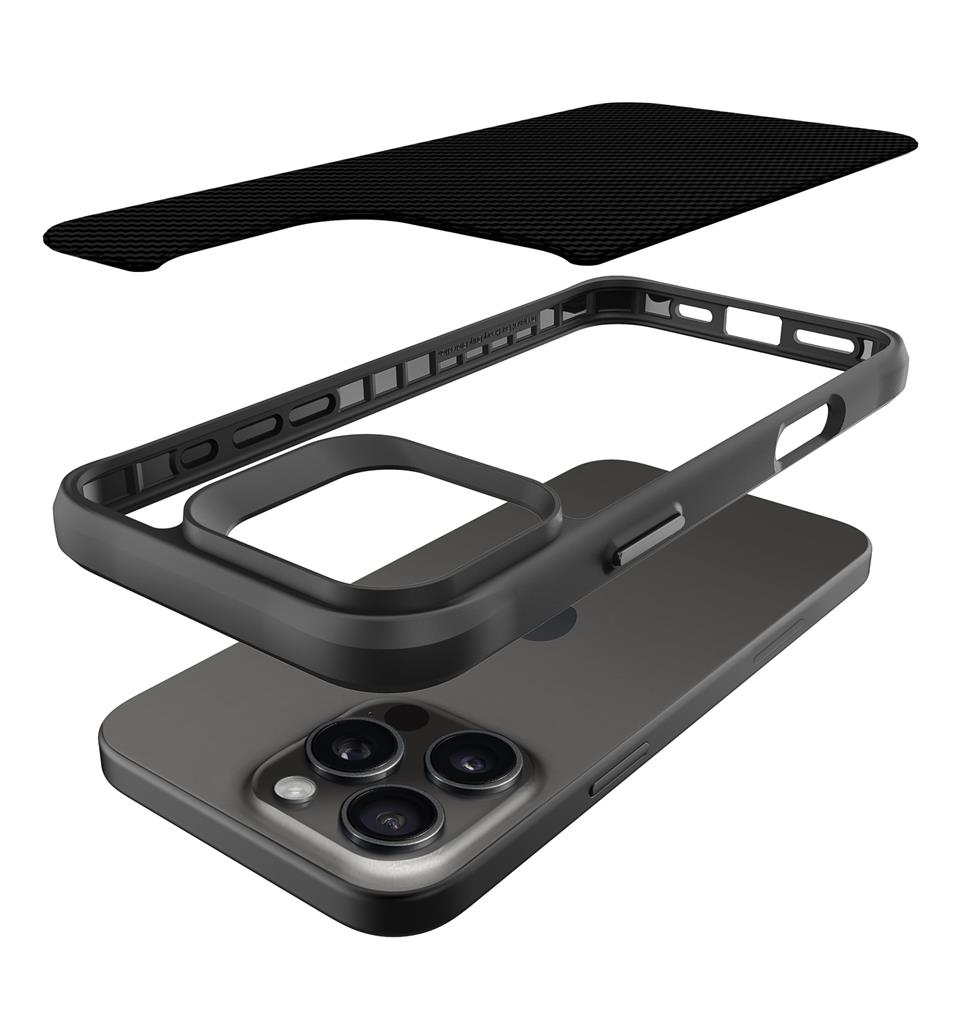 Apple iPhone 16 Pro TOKO Carbon fiber hátlap tok (Fekete)