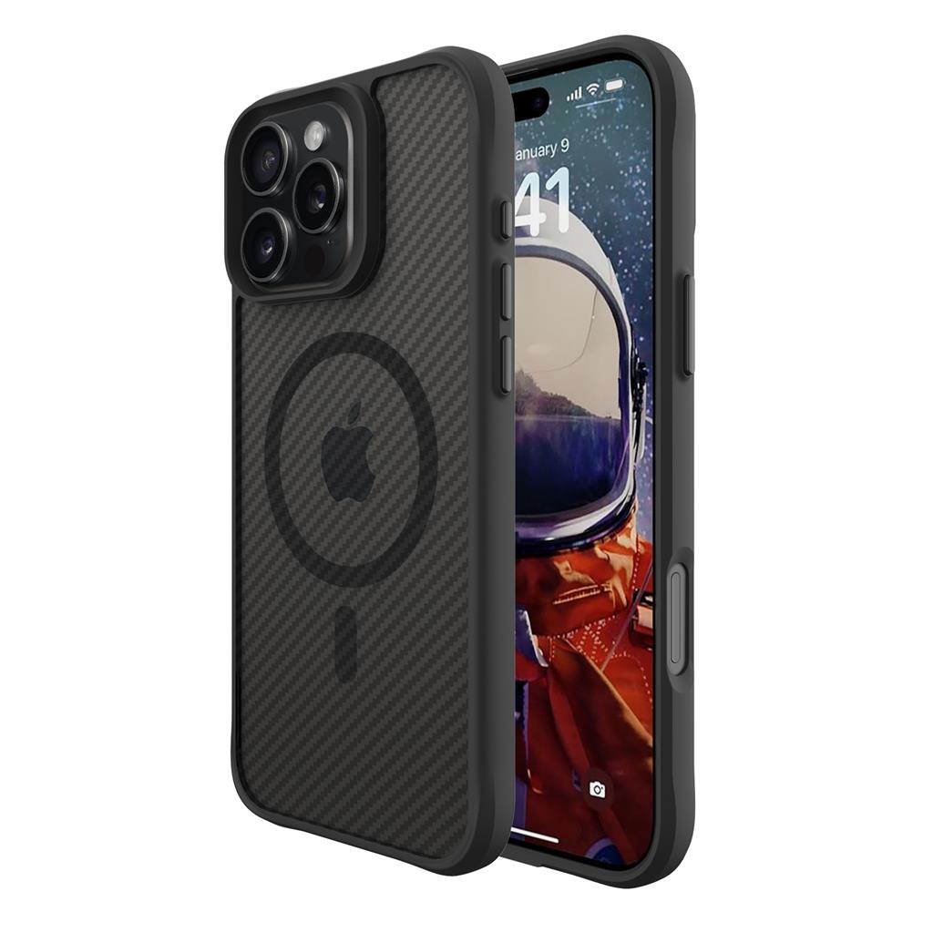 Apple iPhone 16 Pro TOKO Carbon fiber MagSafe hátlap tok (Fekete)