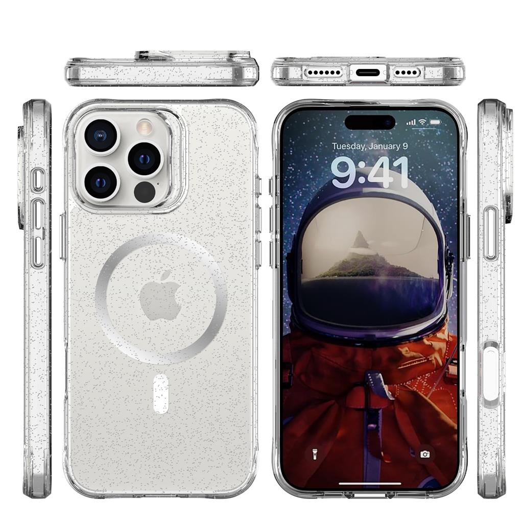 Apple iPhone 16 Pro TOKO Pure Glitter MagSafe hátlap tok (Ezüst)