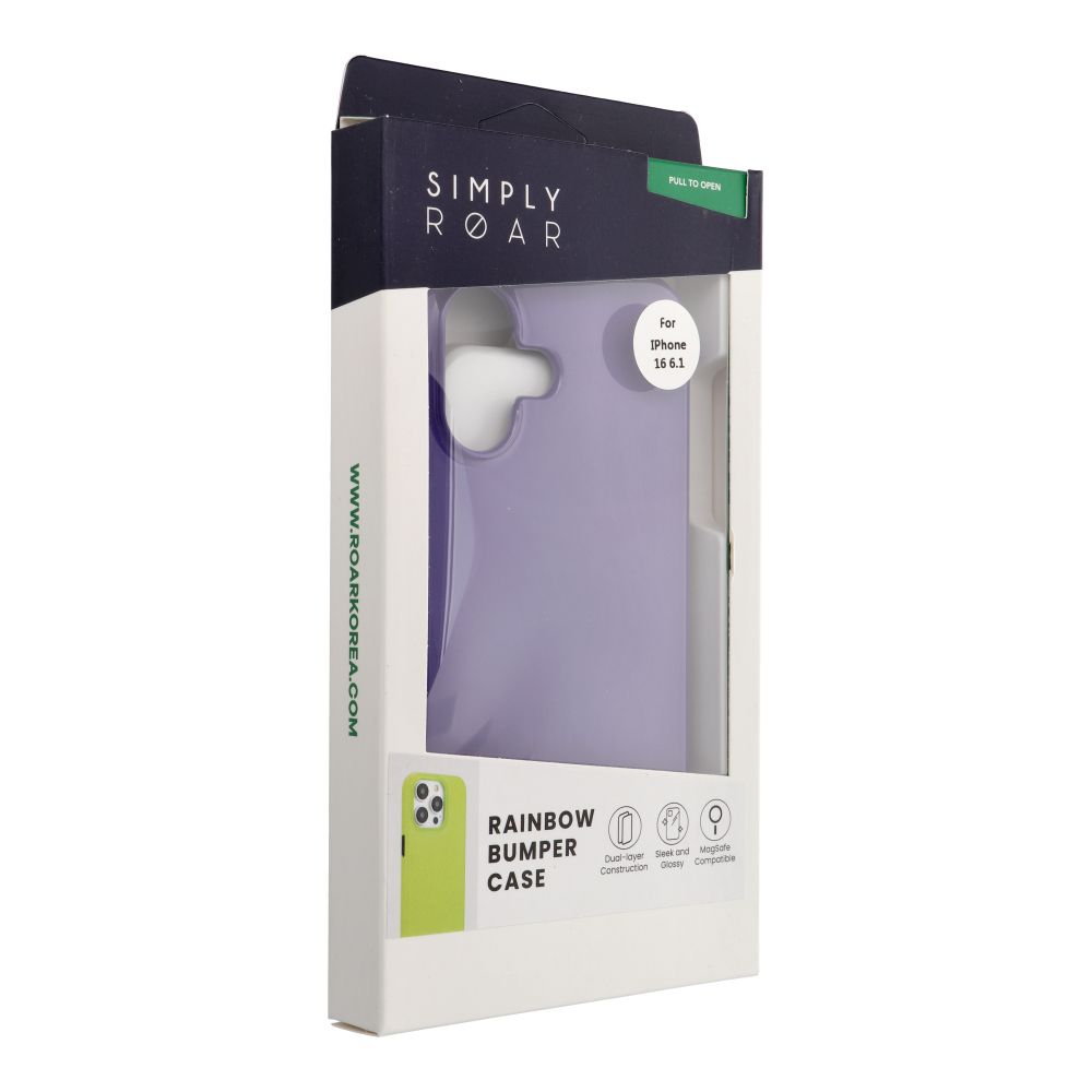 Apple iPhone 16 Roar Rainbow bumper hátlap tok (Lila)
