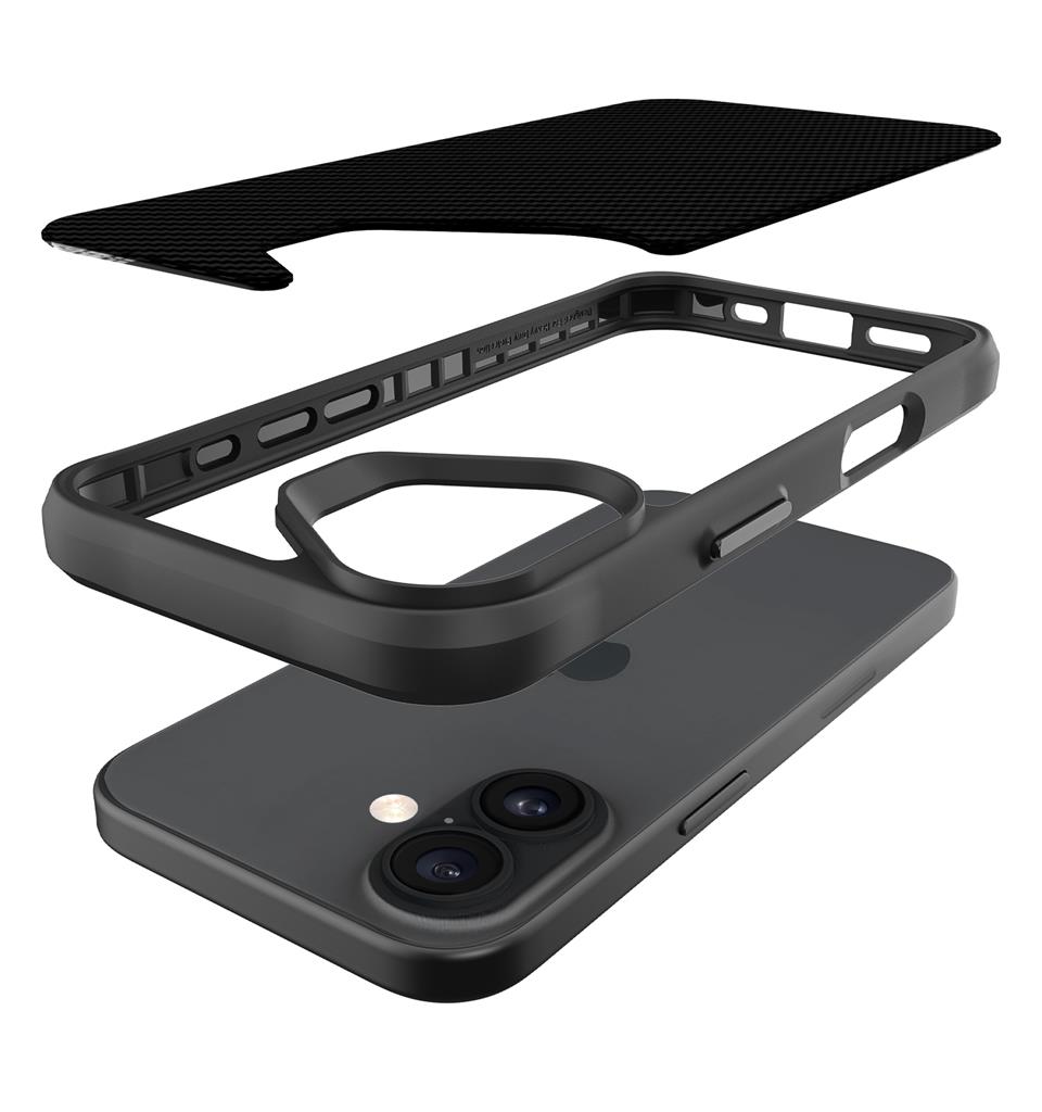 Apple iPhone 16 TOKO Carbon fiber hátlap tok (Fekete)