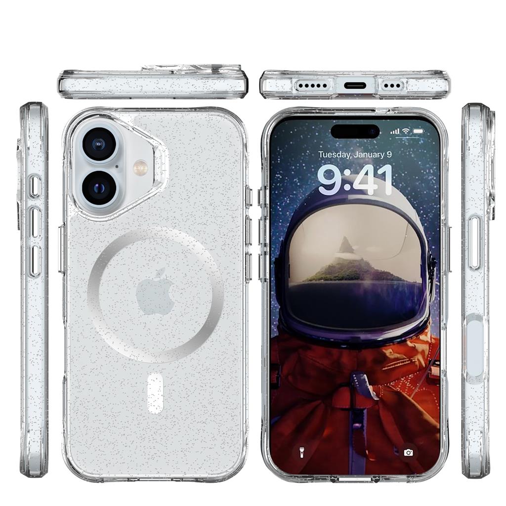 Apple iPhone 16 TOKO Pure Glitter MagSafe hátlap tok (Ezüst)
