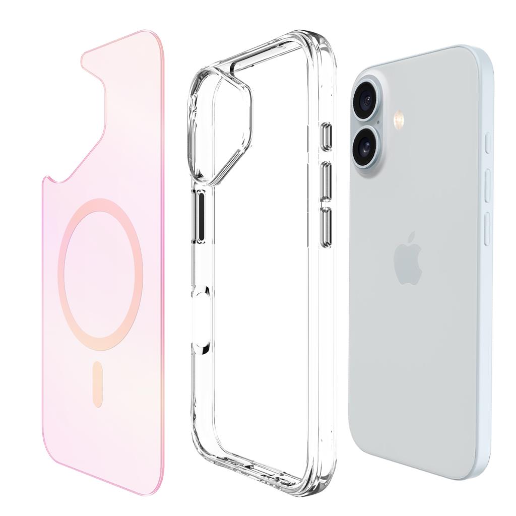 Apple iPhone 16 TOKO Pure rainbow magsafe hátlap tok (Rózsaszín)