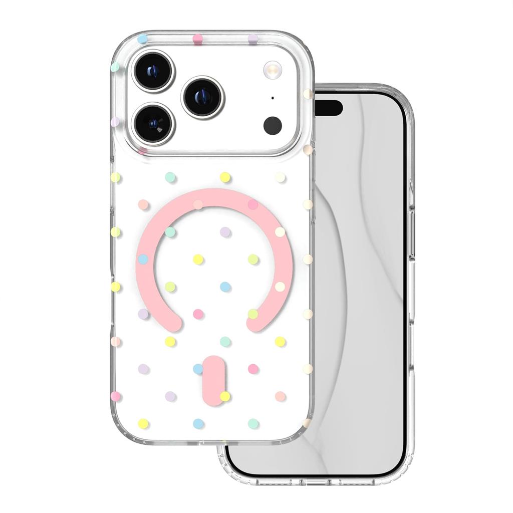 Apple iPhone 17 Pro / Apple iPhone 18 Pro Bubble Dots MagSafe hátlap tok (Fehér)