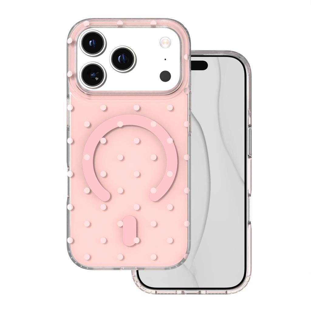 Apple iPhone 17 Pro / Apple iPhone 18 Pro Bubble Dots MagSafe hátlap tok (Rózsaszín)