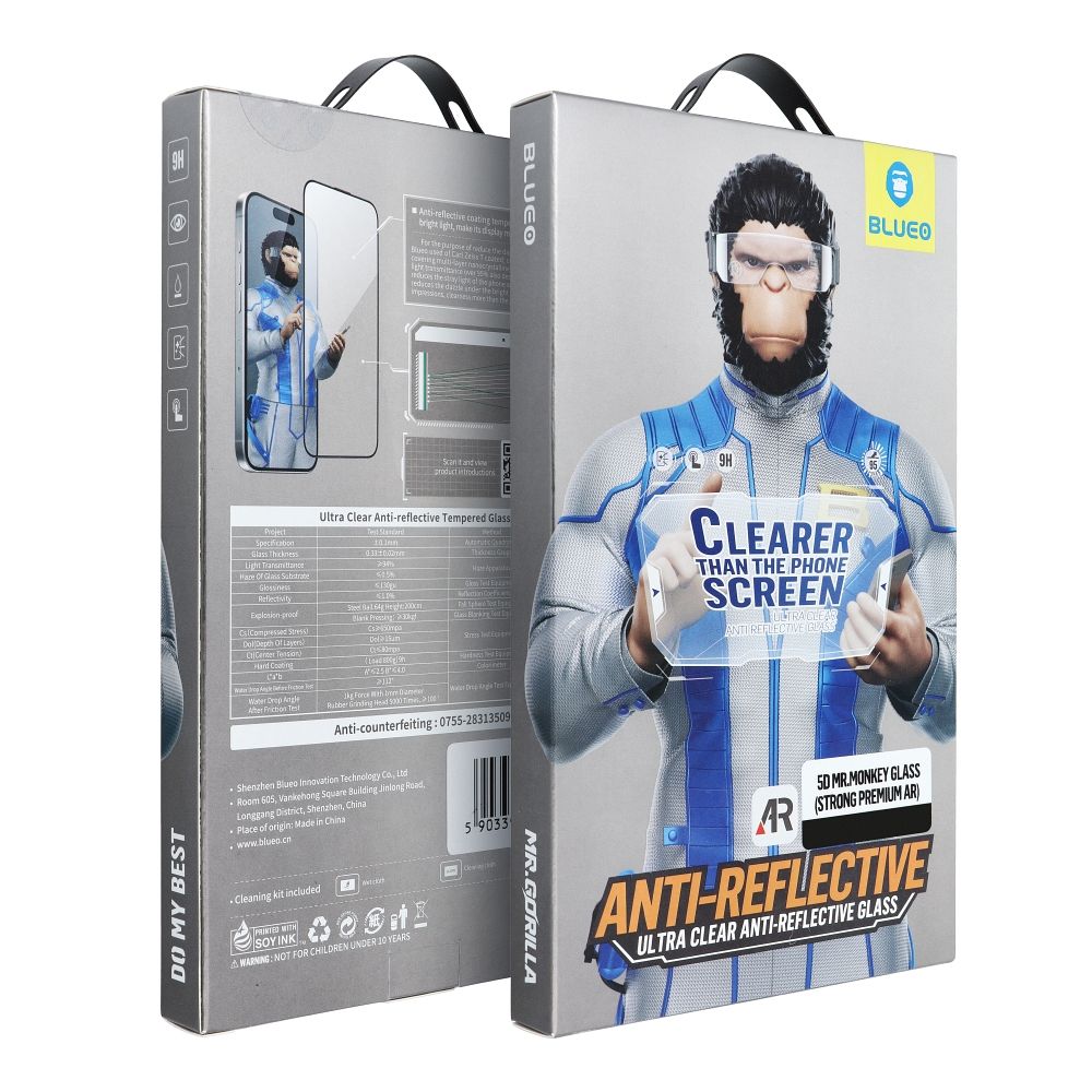 Apple iPhone 17 Pro Max BLUEO Ultra clear tükröződésmentes prémium üvegfólia (Átlátszó fekete peremmel)