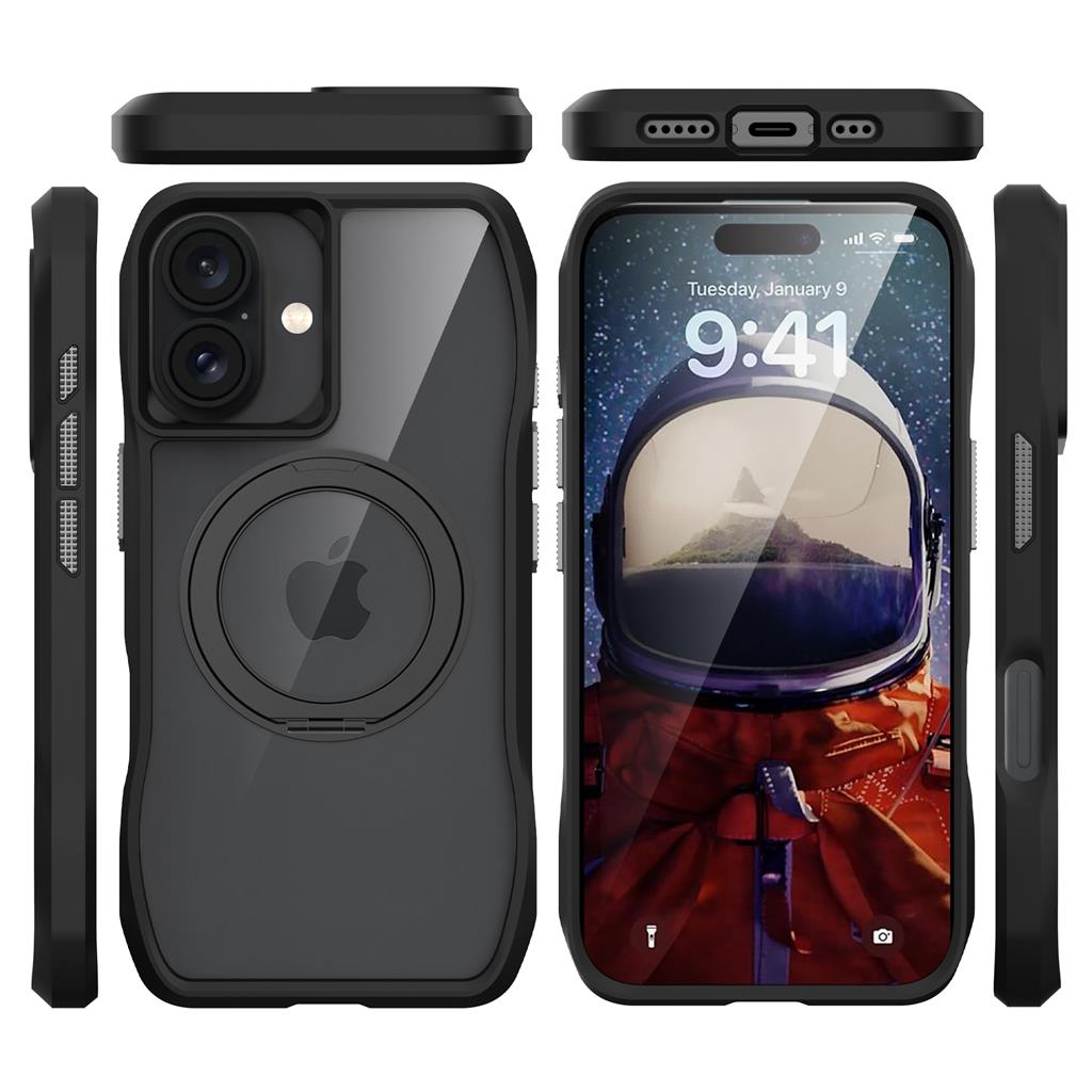 Apple iPhone 17 TOKO Octagon MagSafe 360 forgatható hátlap tok (Fekete)