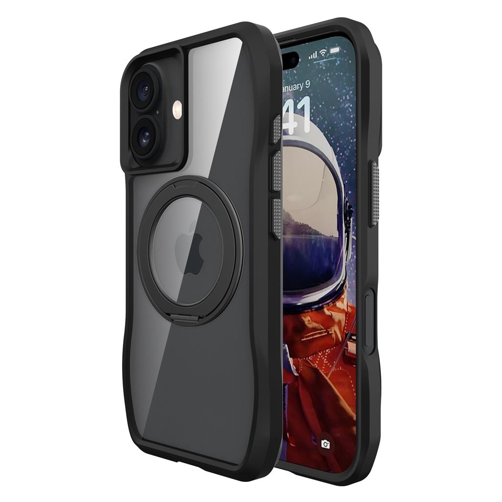 Apple iPhone 17 TOKO Octagon MagSafe 360 forgatható hátlap tok (Fekete)