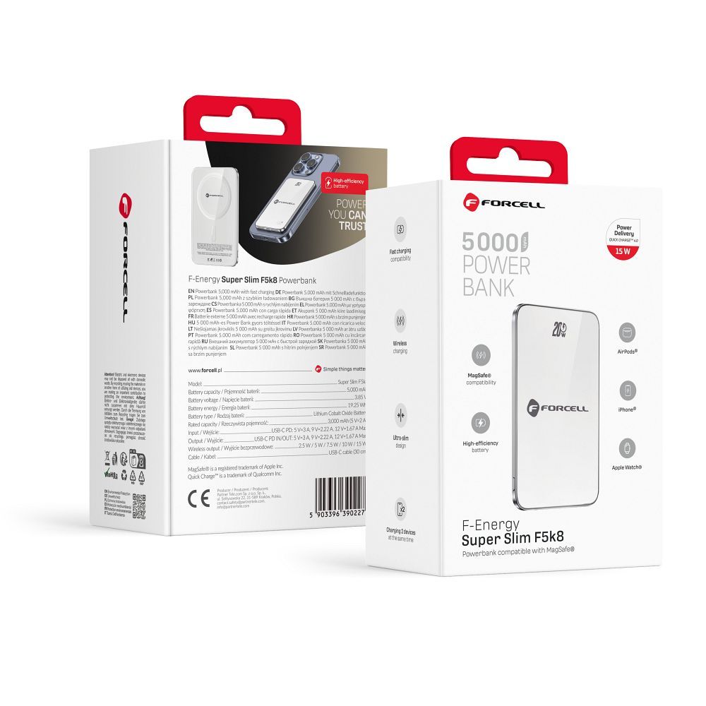 Forcell F-Energy SuperSlim F5K8 MagSafe power bank 15W 5000 mAh (Titánium Desert)