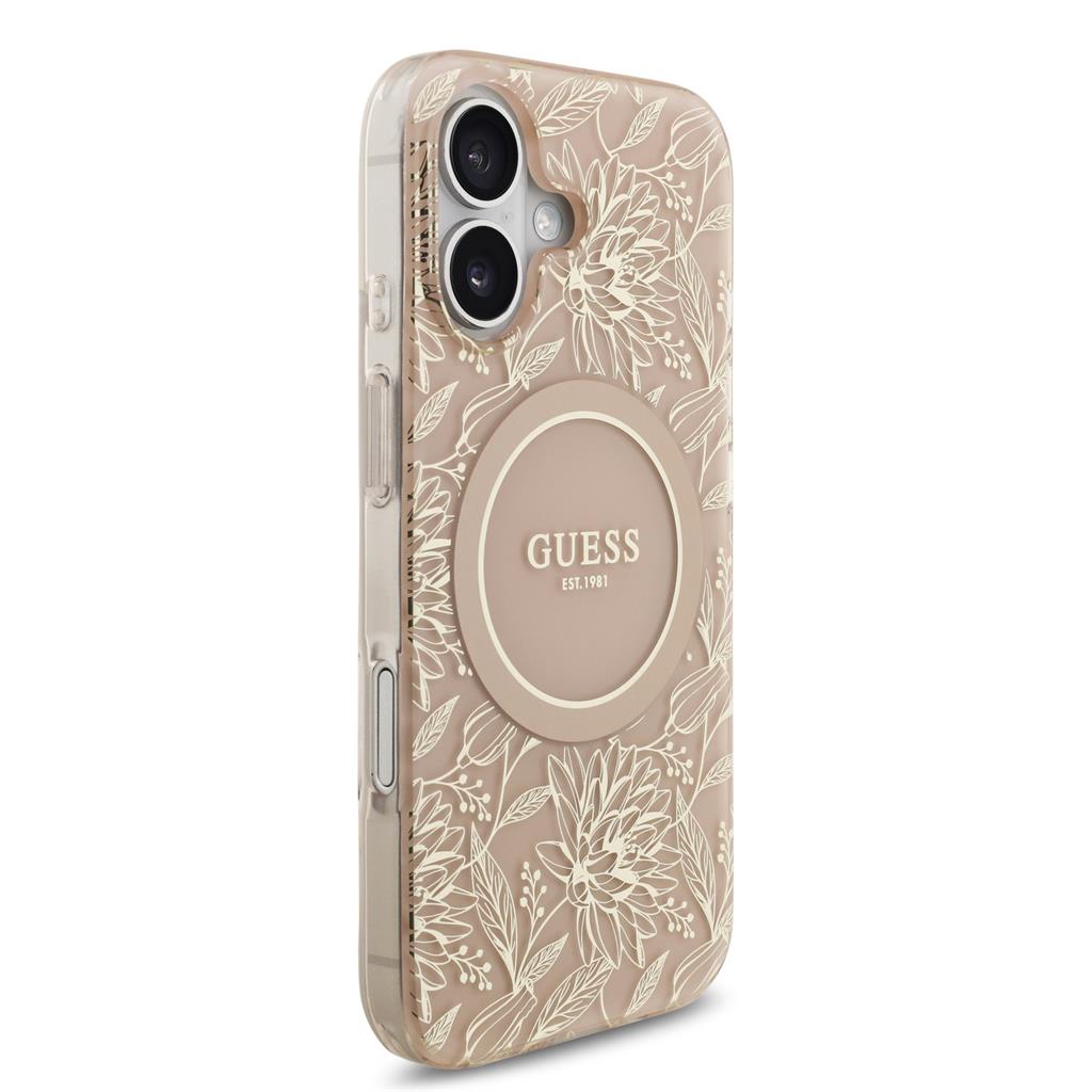 Guess IML Flowers Allover Strap MagSafe iPhone 17 (Rózsaszín)