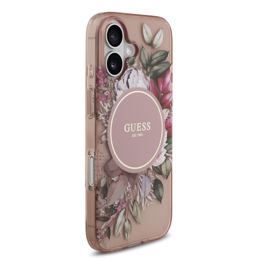 Guess IML Flowers Strap MagSafe iPhone 17 (Rózsaszín)
