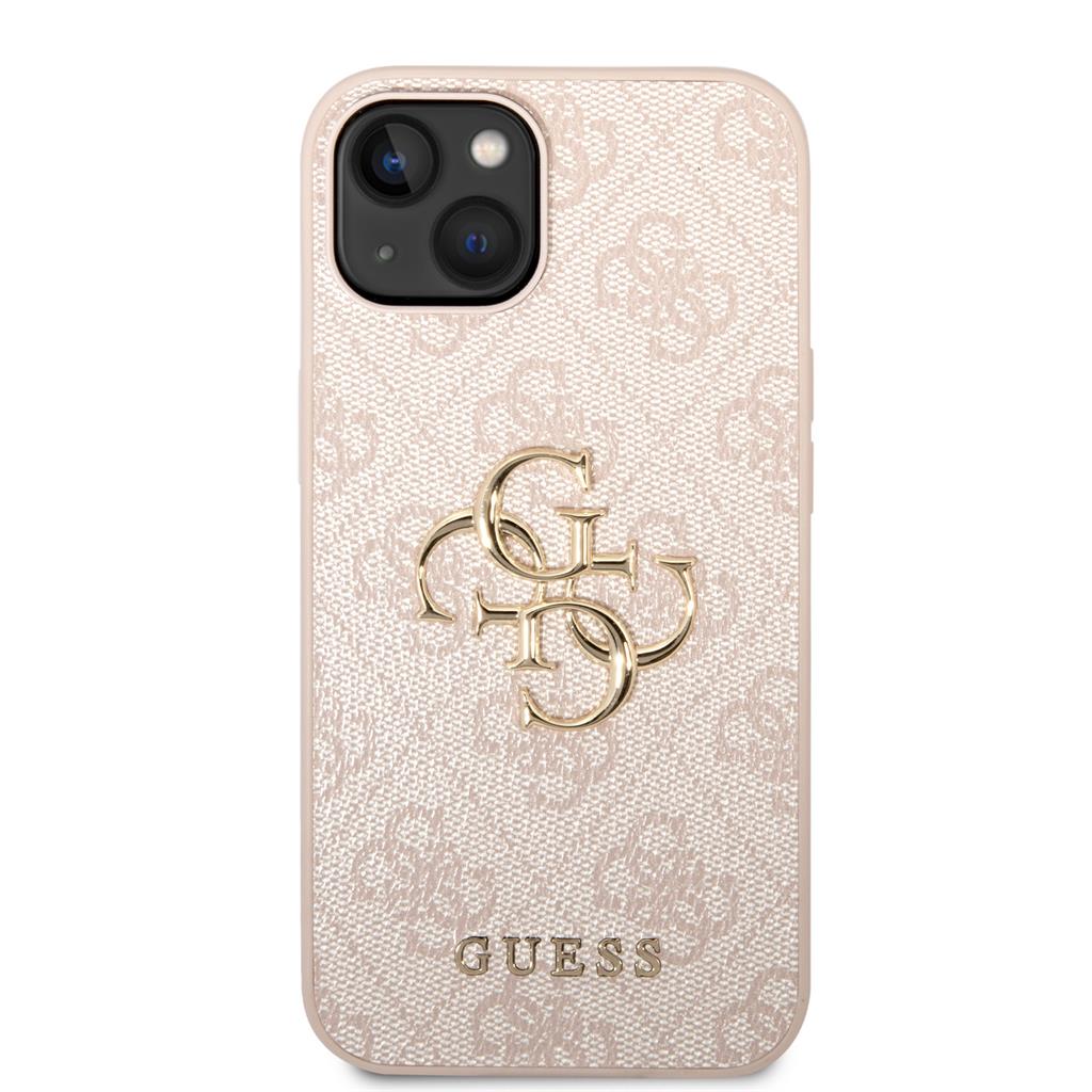 Guess PU 4G Metal Logo tok iPhone 15 (Rózsaszín)