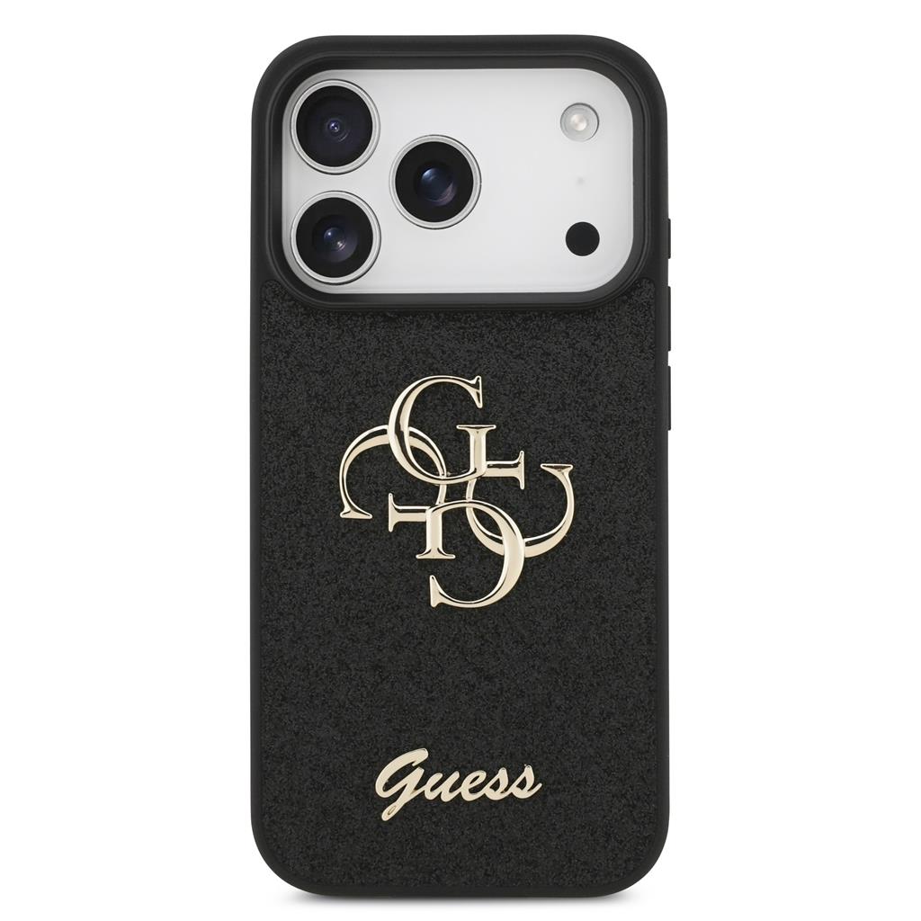 Guess PU Fixed Glitter 4G Metal Logo tok iPhone 17 Pro (Fekete) - GUHCP17LHG4SGK