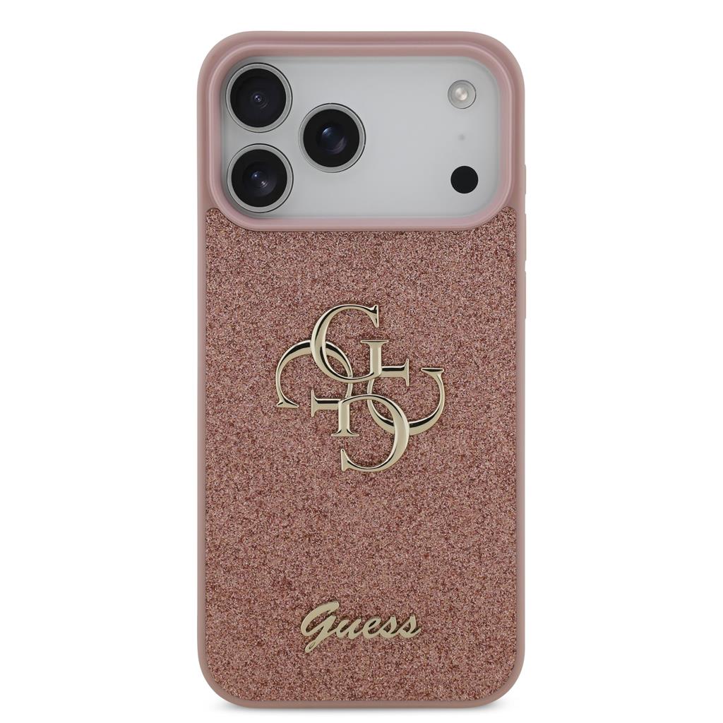 Guess PU Fixed Glitter 4G Metal Logo tok iPhone 17 Pro Max (Rózsaszín) - GUHCP17XHG4SGP