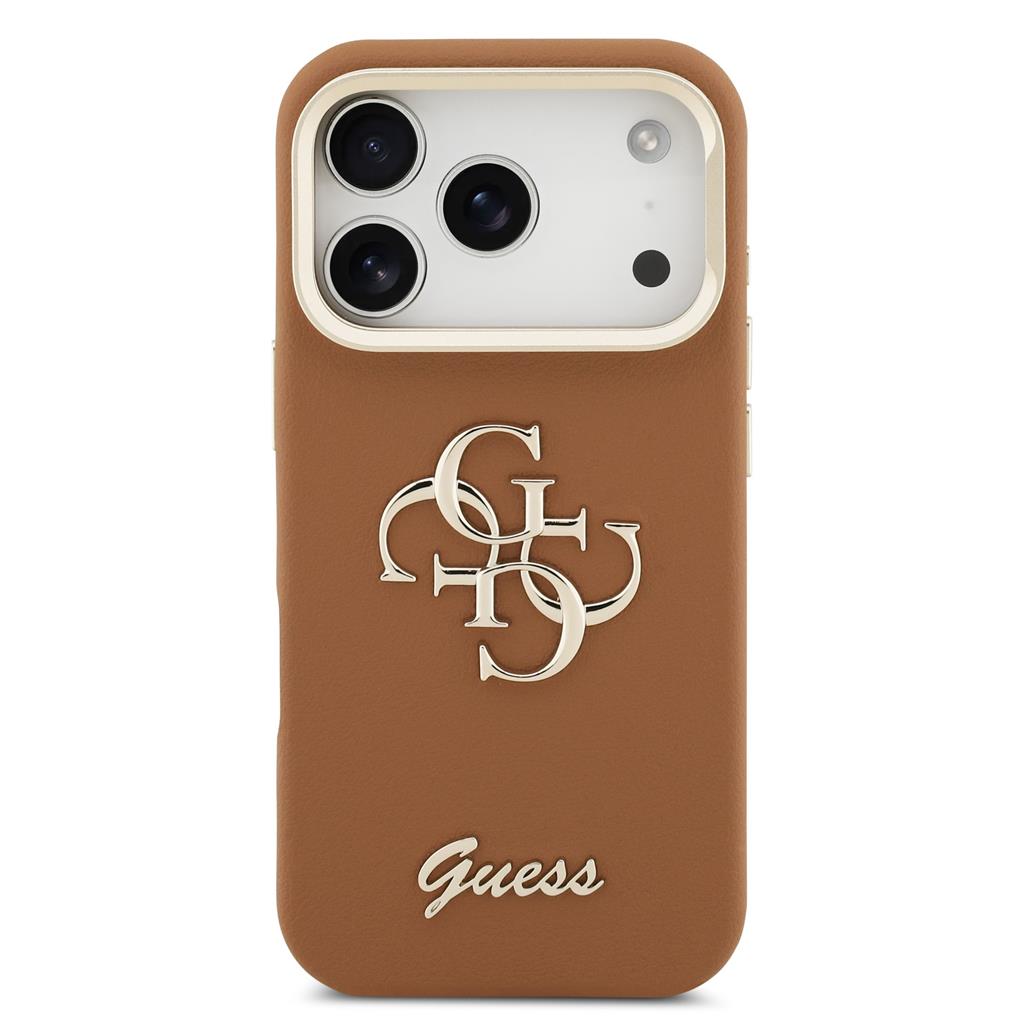 Guess PU Grained 4G Logo Stand Camera Frame iPhone 17 Pro (Barna)
