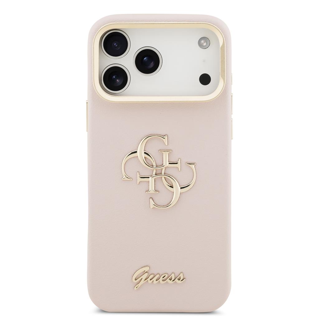 Guess PU Grained 4G Logo Stand Camera Frame iPhone 17 Pro Max (Rózsaszín)