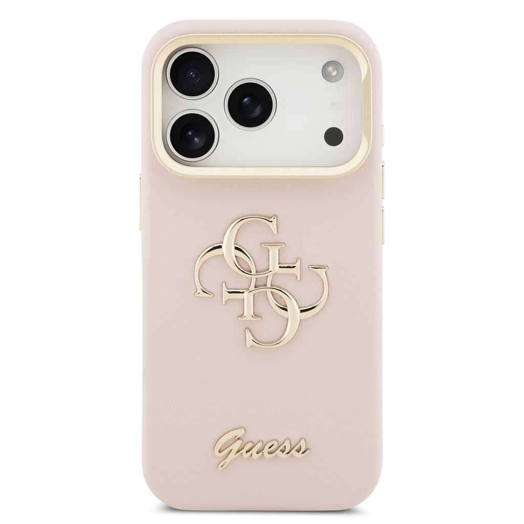Guess PU Grained 4G Logo Stand Camera Frame iPhone 17 Pro (Rózsaszín)