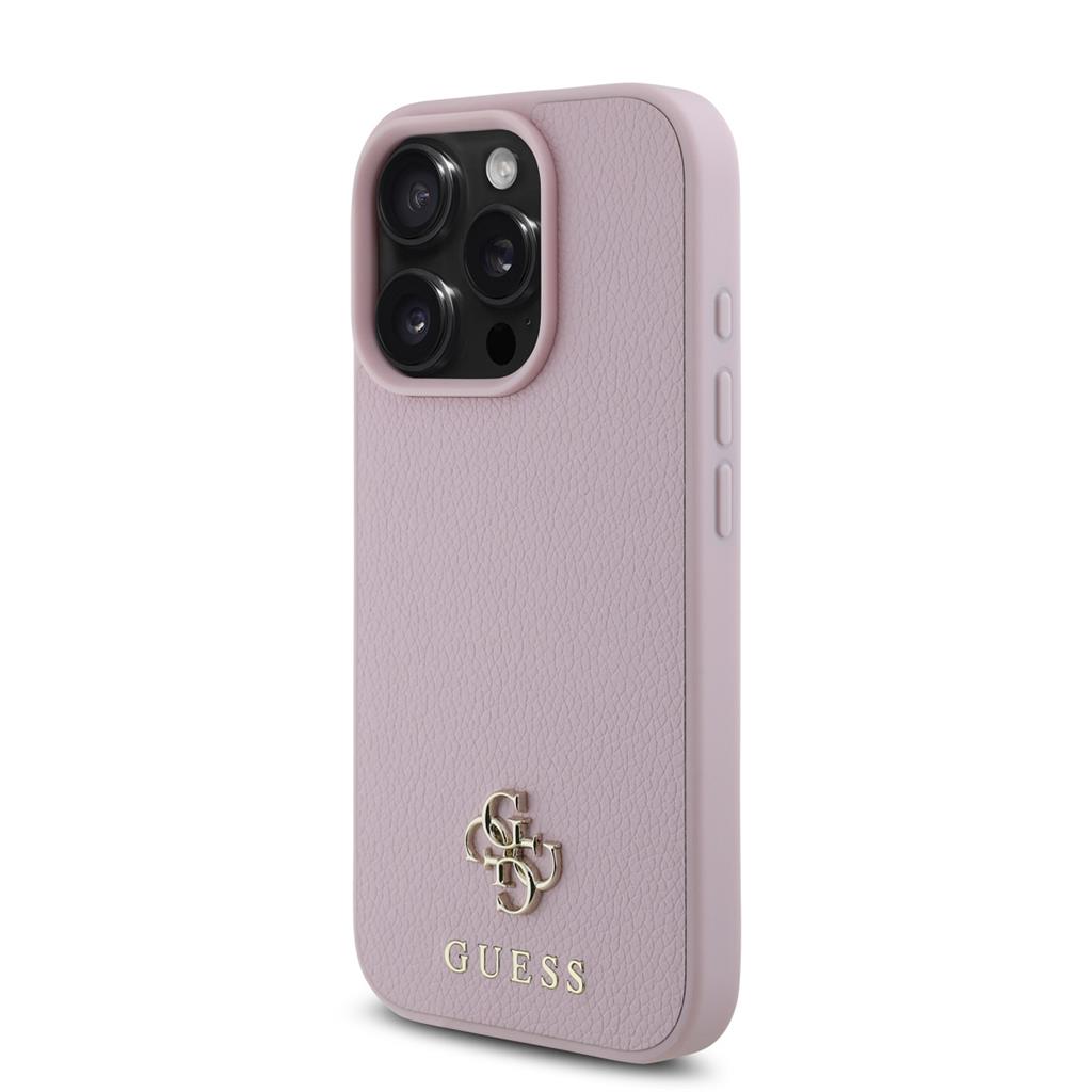Apple iPhone 16 Pro Max Guess PU Grained 4G Small Metal Logo MagSafe tok (Rózsaszín) - GUHMP16XPGCSM4MP