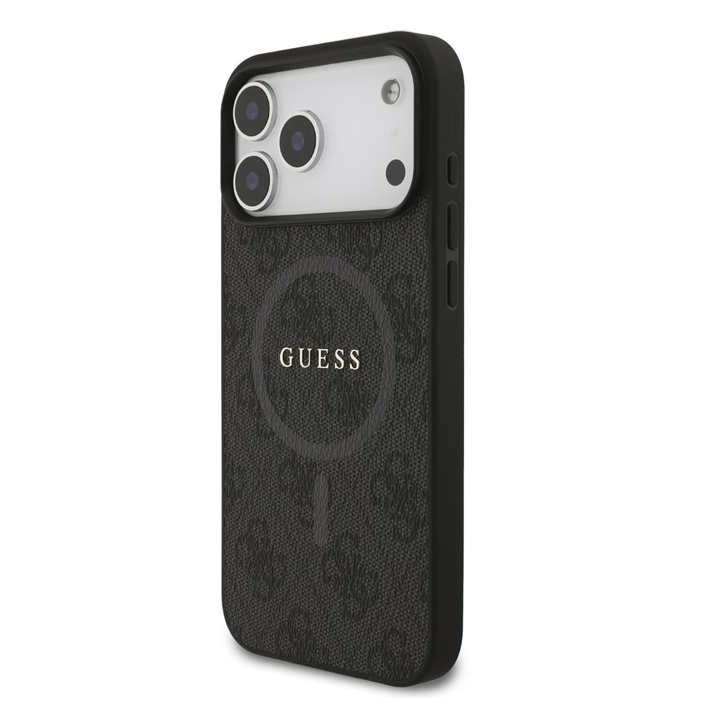 Guess PU Leather 4G Colored Ring MagSafe iPhone 17 Pro Max (Fekete)