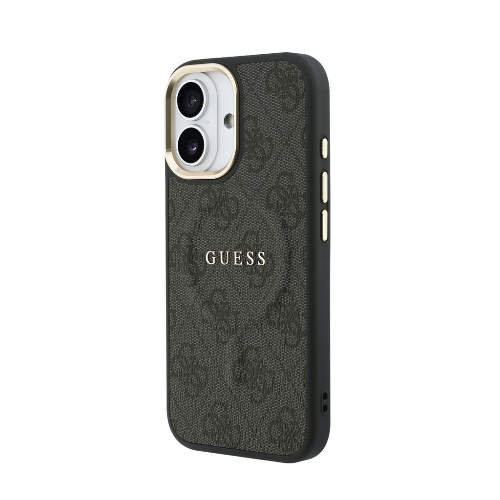 Guess PU Leather 4G Gold Frame MagSafe iPhone 17 (Fekete)