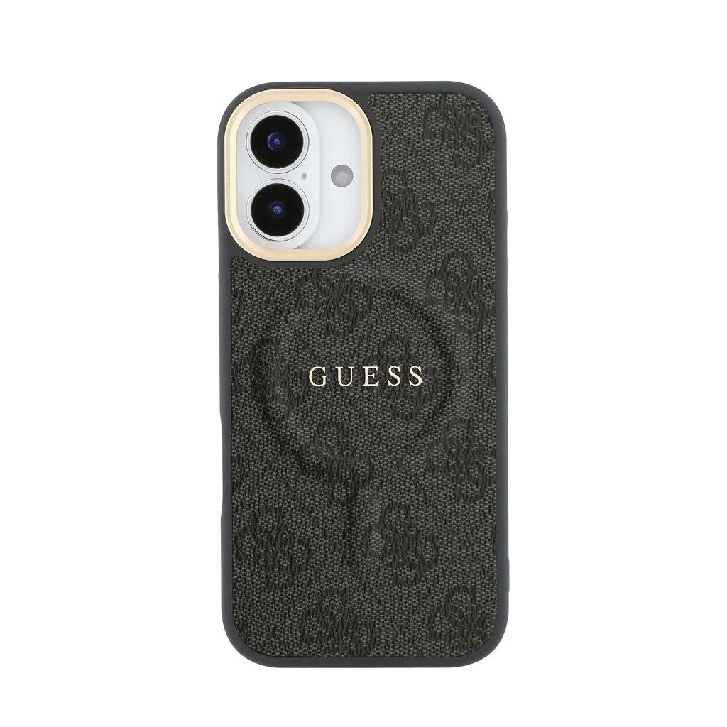 Guess PU Leather 4G Gold Frame MagSafe iPhone 17 (Fekete)