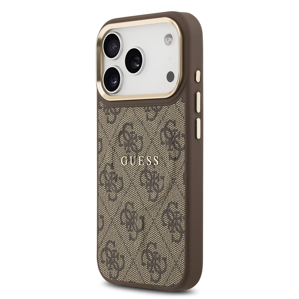 Guess PU Leather 4G Gold Frame MagSafe iPhone 17 Pro (Barna)