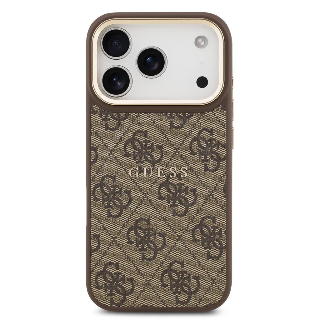 Guess PU Leather 4G Gold Frame MagSafe iPhone 17 Pro (Barna)