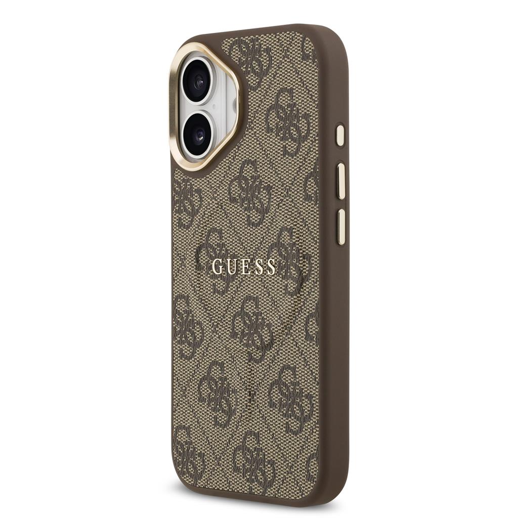 Guess PU Leather 4G Gold Frame MagSafe tok iPhone 17 (Barna)