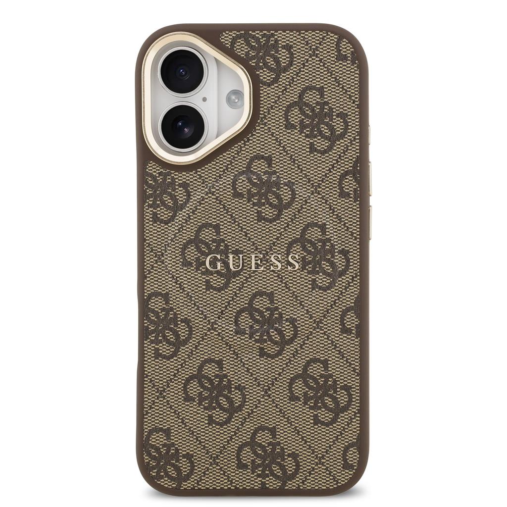 Guess PU Leather 4G Gold Frame MagSafe tok iPhone 17 (Barna)